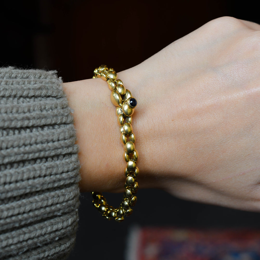Vintage 18k Gold & Sapphire Cabochon Bracelet By Arfan Paris
