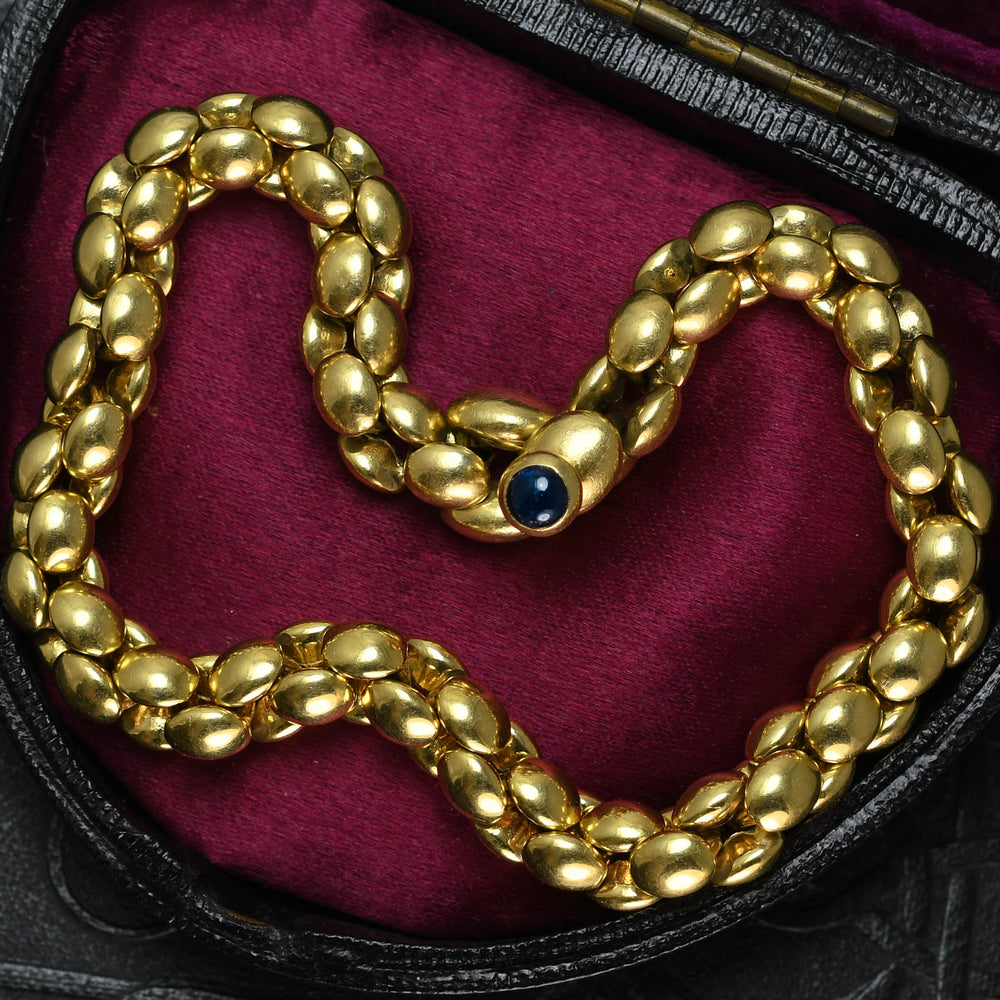 Vintage 18k Gold & Sapphire Cabochon Bracelet By Arfan Paris