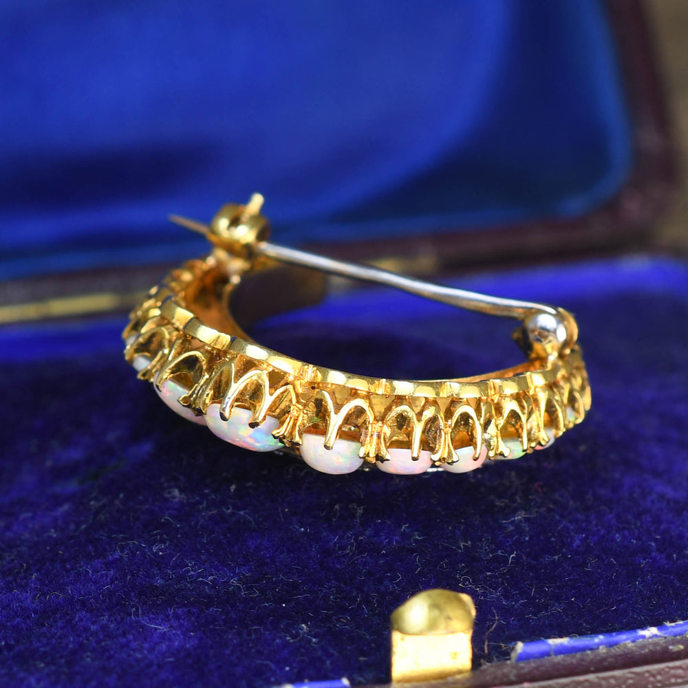 Late Victorian Opal & Diamond Crescent Brooch