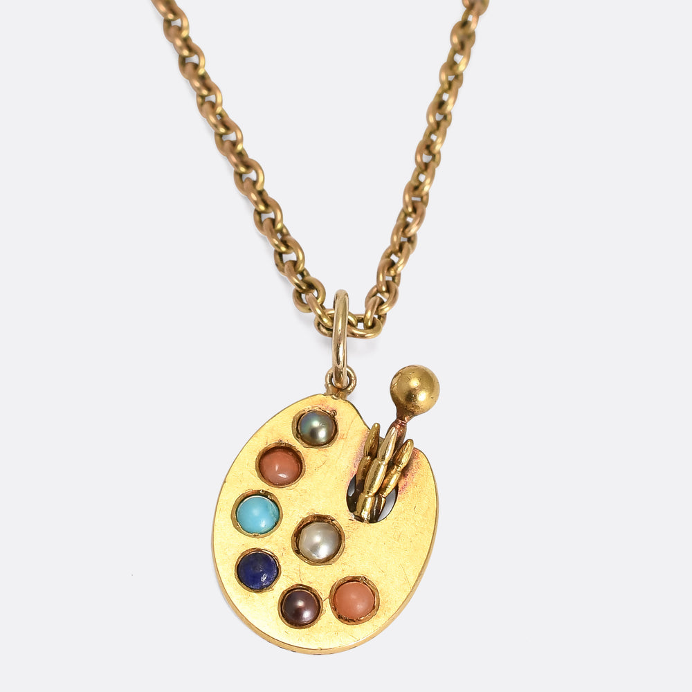 Victorian Multi-Gem Artist's Palette Charm