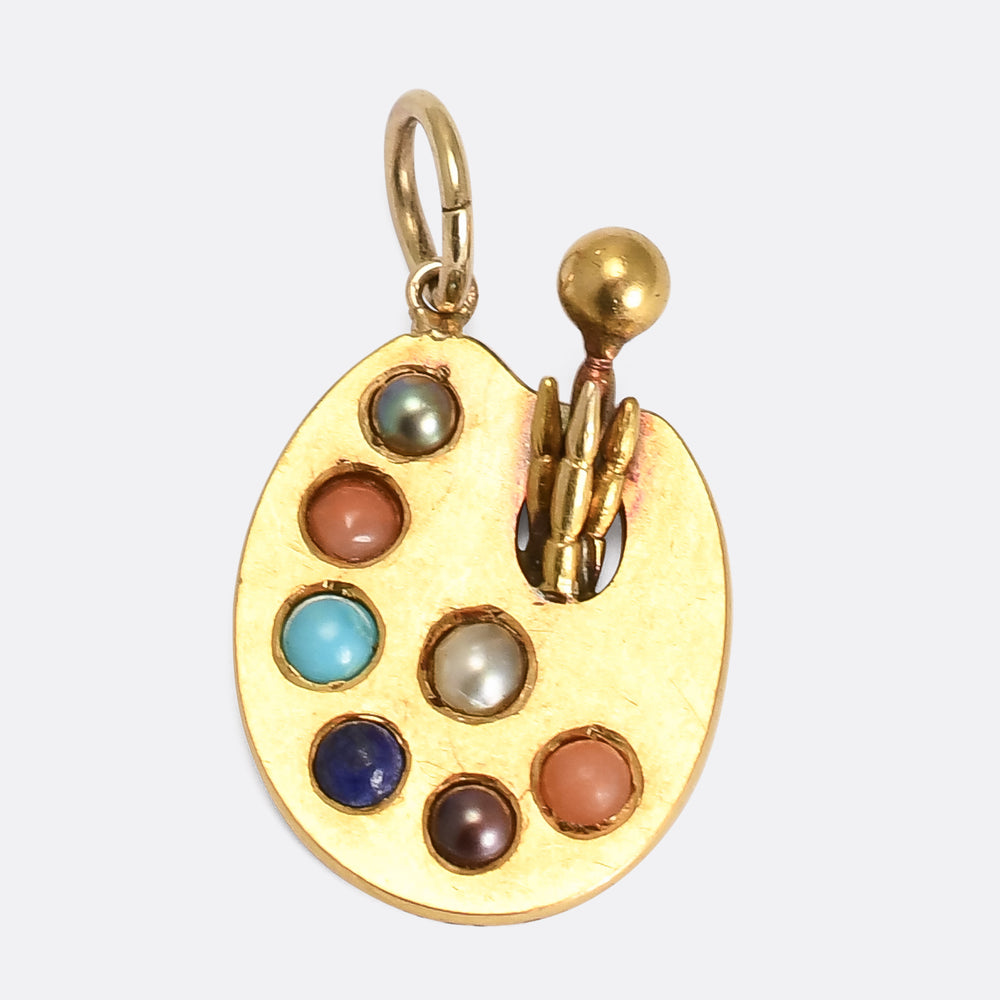 Victorian Multi-Gem Artist's Palette Charm