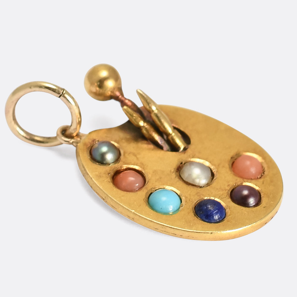 Victorian Multi-Gem Artist's Palette Charm