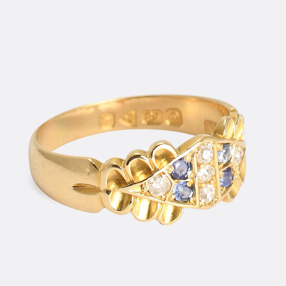 Edwardian Sapphire & Diamond Gypsy Ring