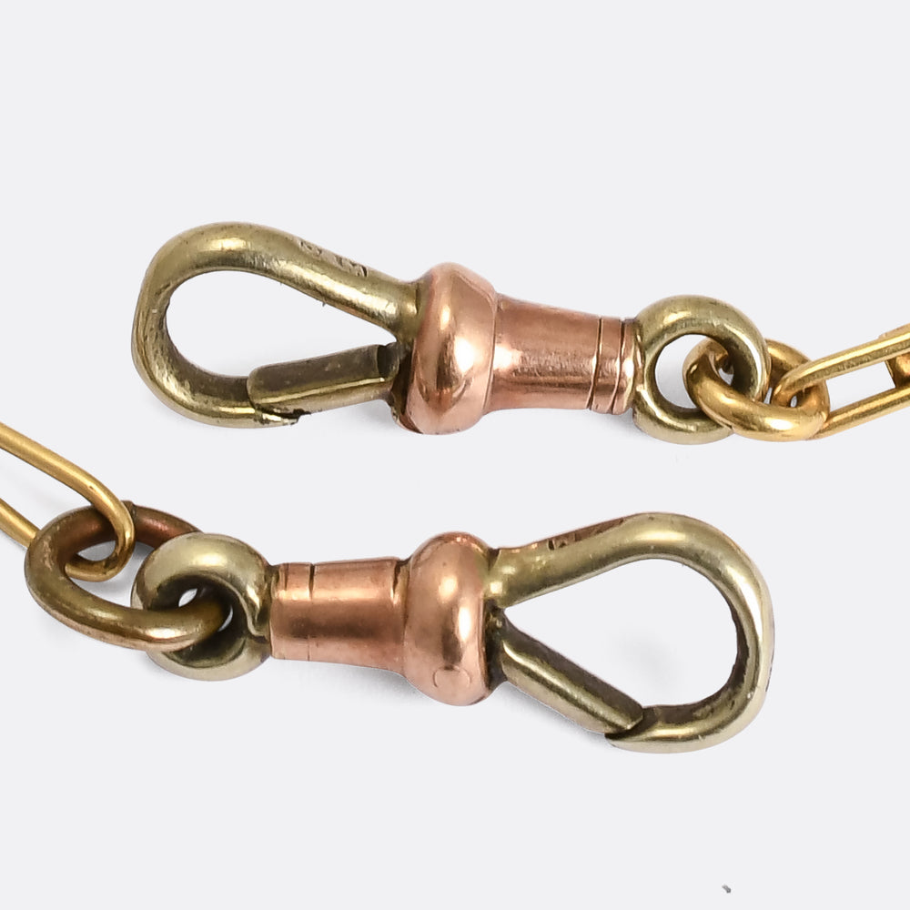 Edwardian Gold Chain with T-Bar & Diamond Imp