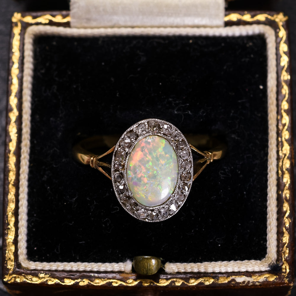 Victorian Opal & Diamond Cluster Ring