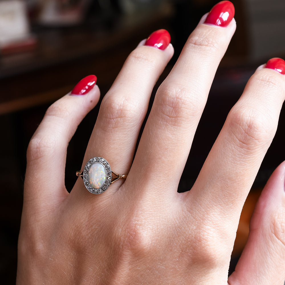 Victorian Opal & Diamond Cluster Ring