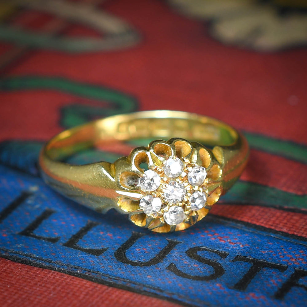 Antique Diamond Scalloped Cluster Ring