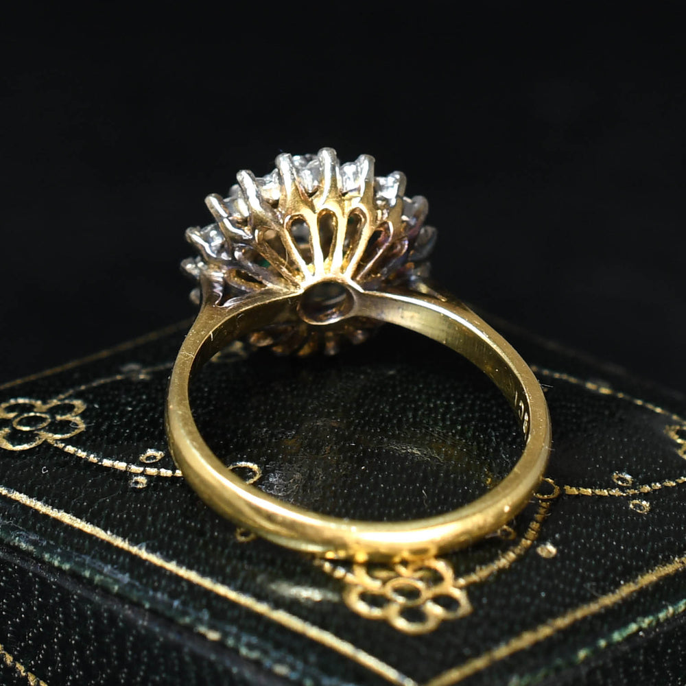 Vintage Emerald & Diamond Flower Halo Ring
