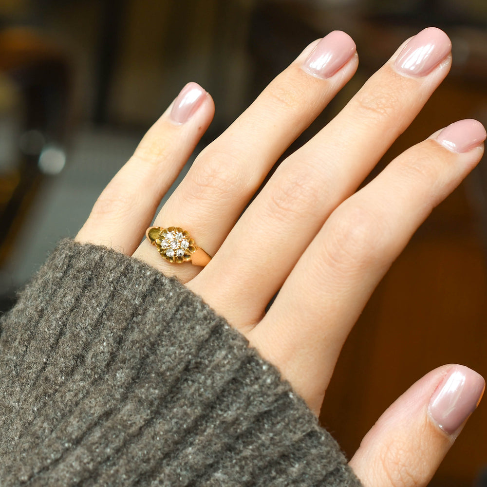 Antique Diamond Scalloped Cluster Ring