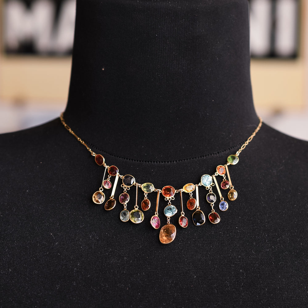Edwardian Multigem Fringe Necklace