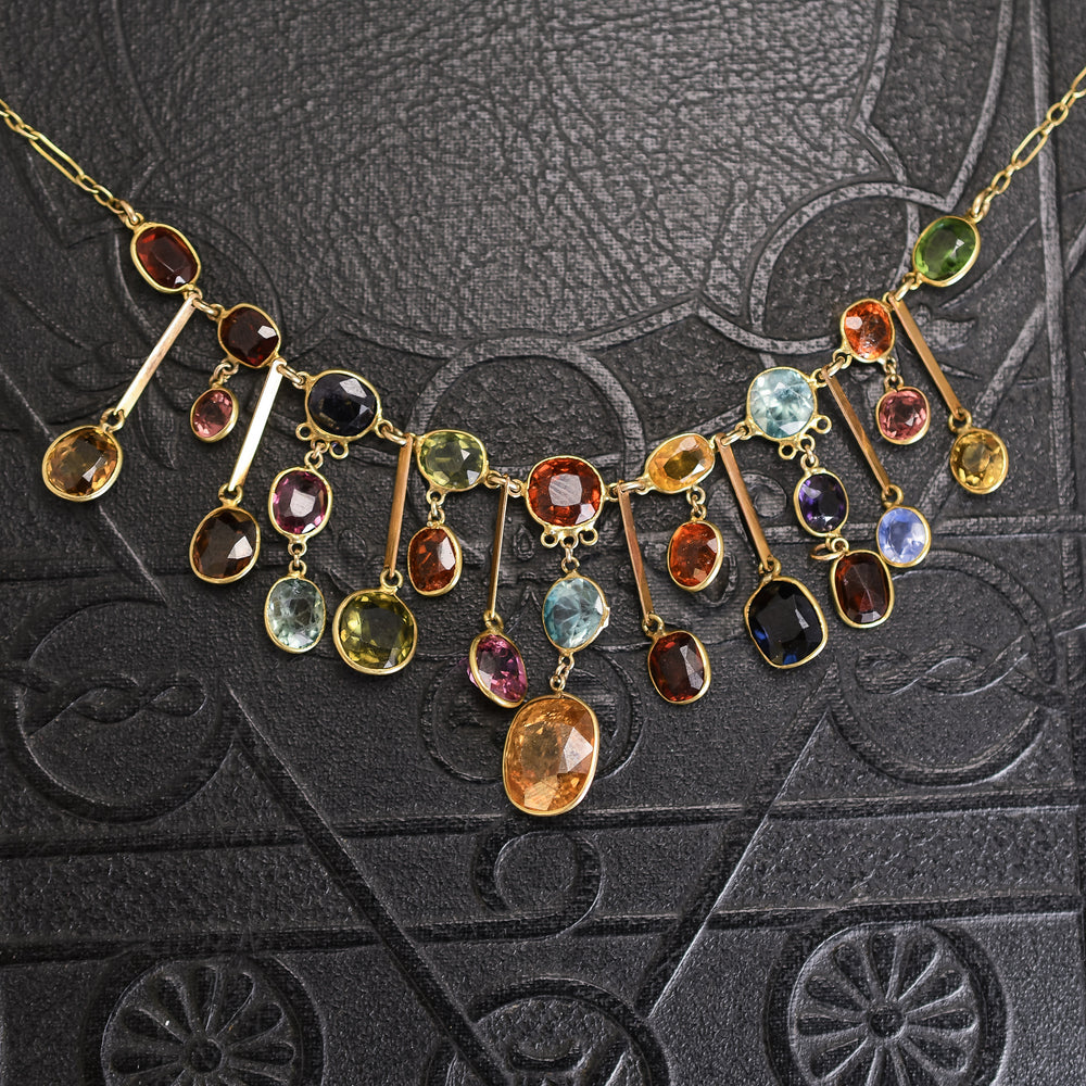 Edwardian Multigem Fringe Necklace