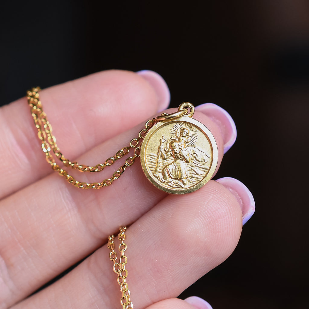 Vintage Gold St. Christopher Charm Butter Lane Antiques