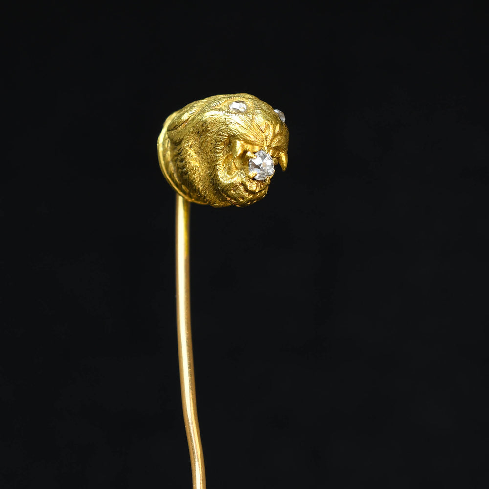 Antique Diamond Lion Stickpin by Tiffany & Co