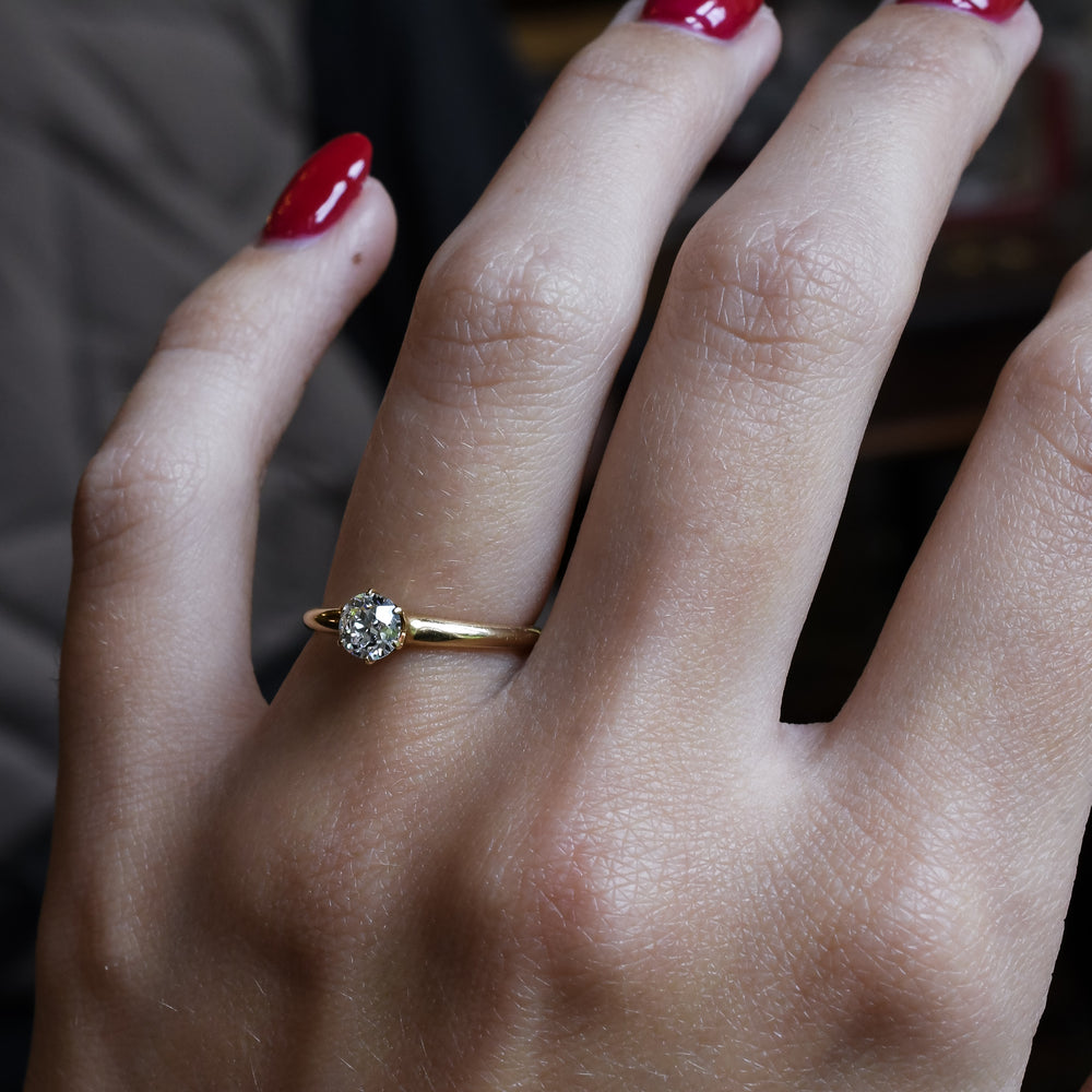 Late Victorian 0.50ct Old Mine Cut Diamond Solitaire Ring