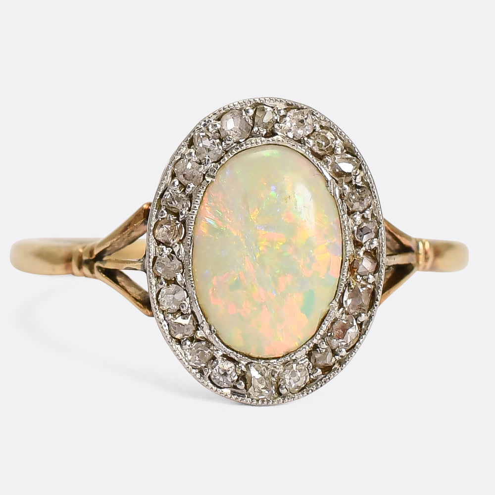 Victorian Opal & Diamond Cluster Ring
