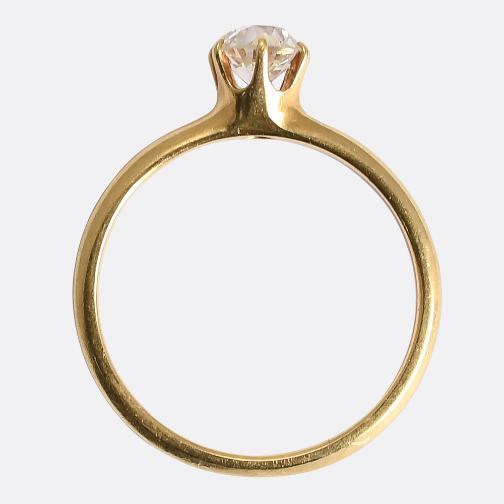 Late Victorian 0.50ct Old Mine Cut Diamond Solitaire Ring
