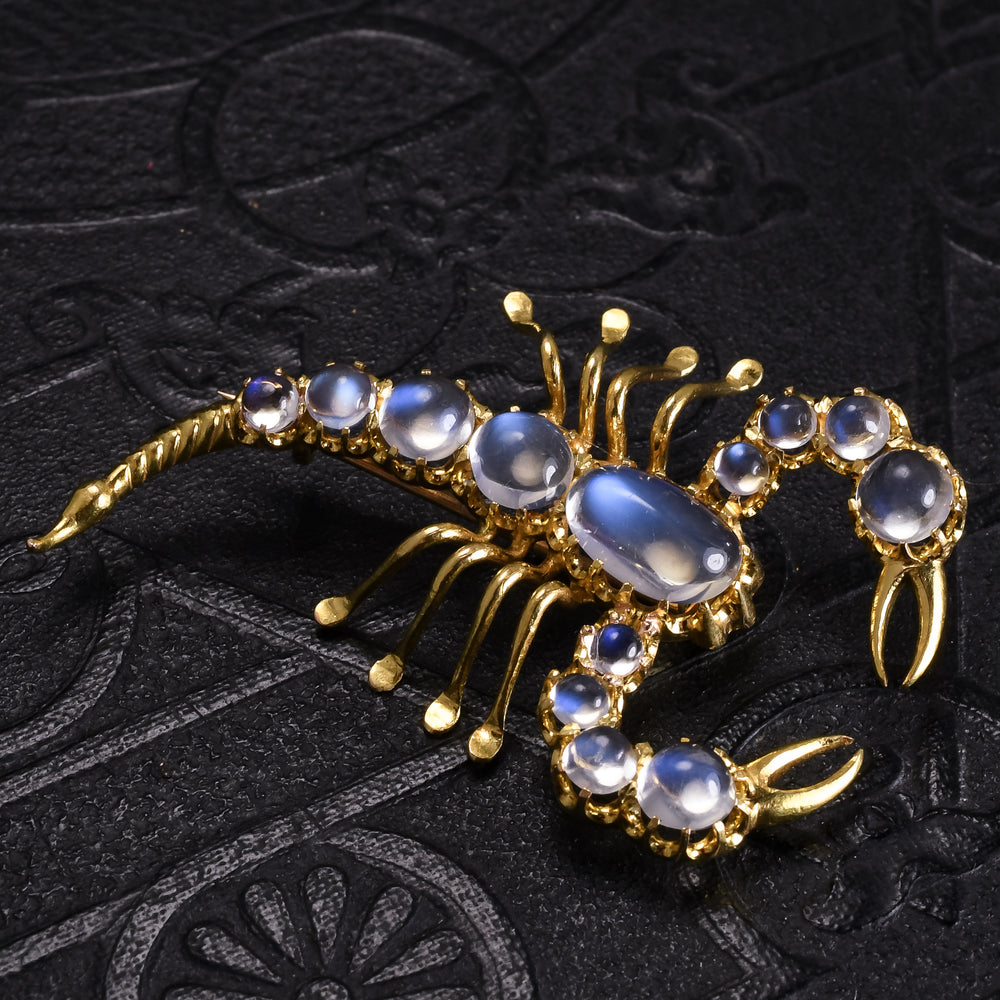 Victorian Moonstone Scorpion Brooch