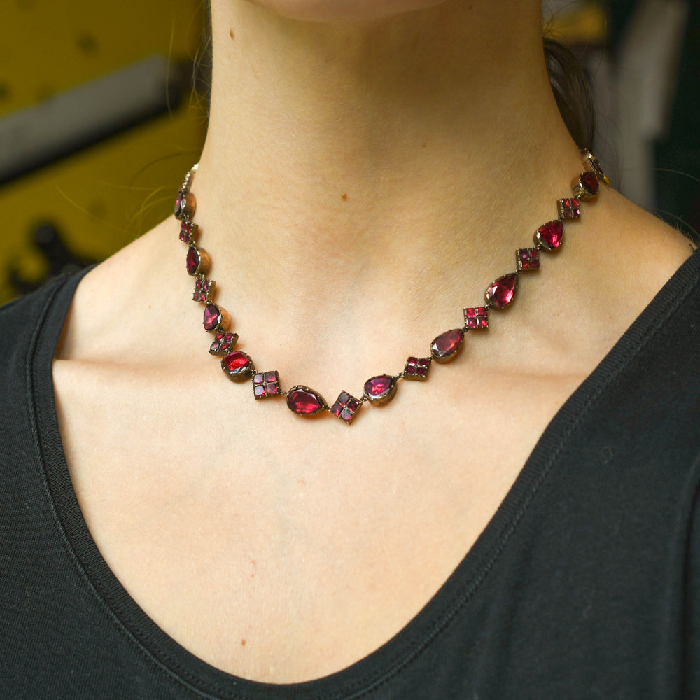 Georgian Garnet Rivière Necklace