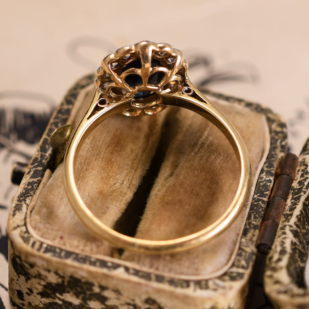 Edwardian Sapphire & Diamond Oval Cluster Ring