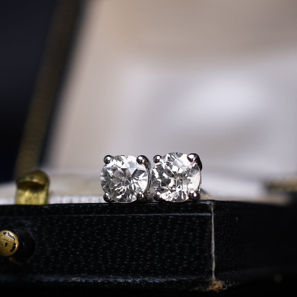 Old European Cut Diamond Stud Earrings