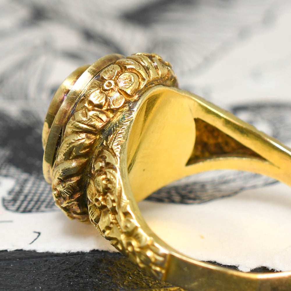 Georgian Garnet & Rose Cut Diamond Locket Ring