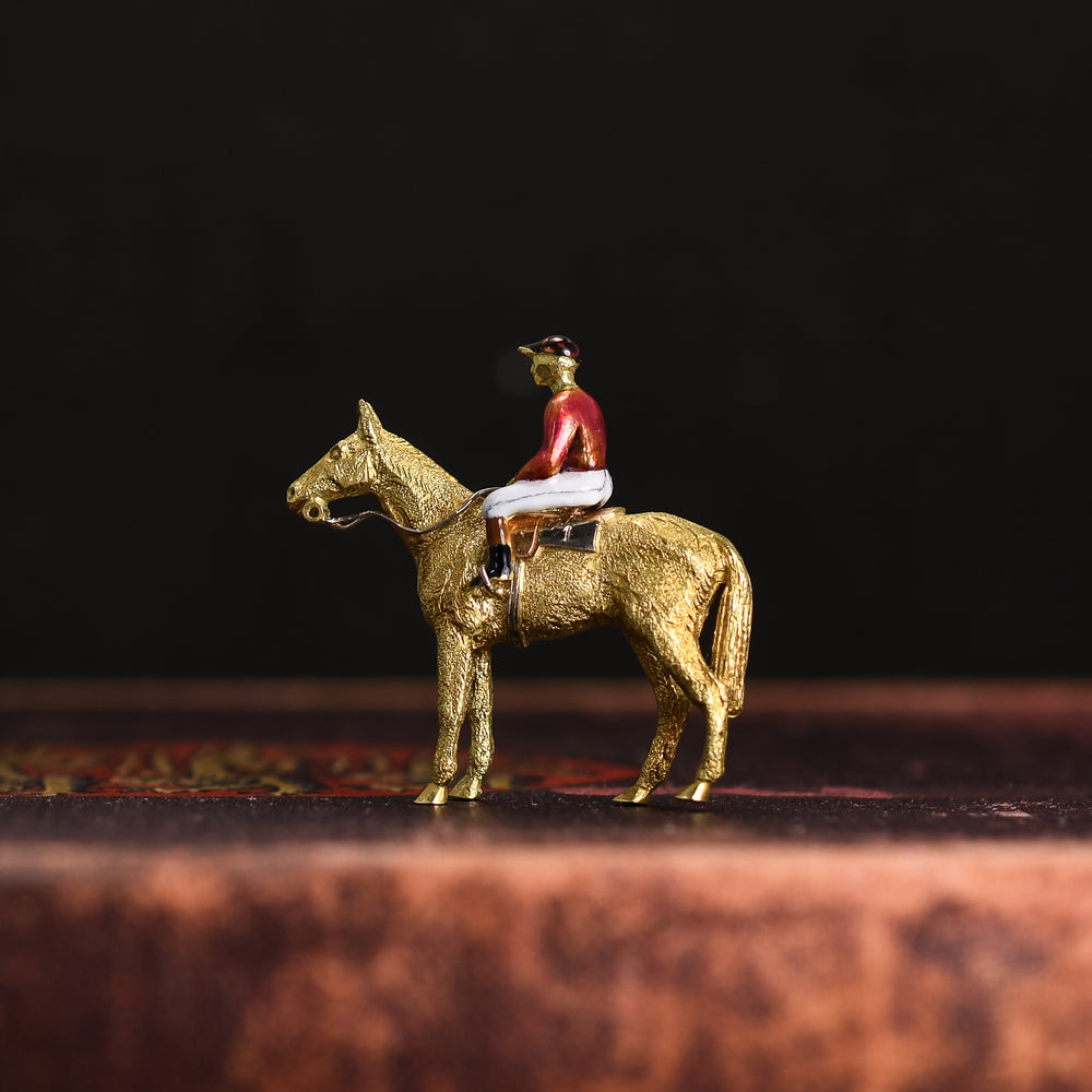 Vintage Alabaster & Wilson Horse & Jockey Brooch