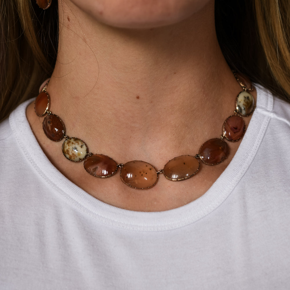 Georgian Agate Rivière Necklace & Earrings Suite