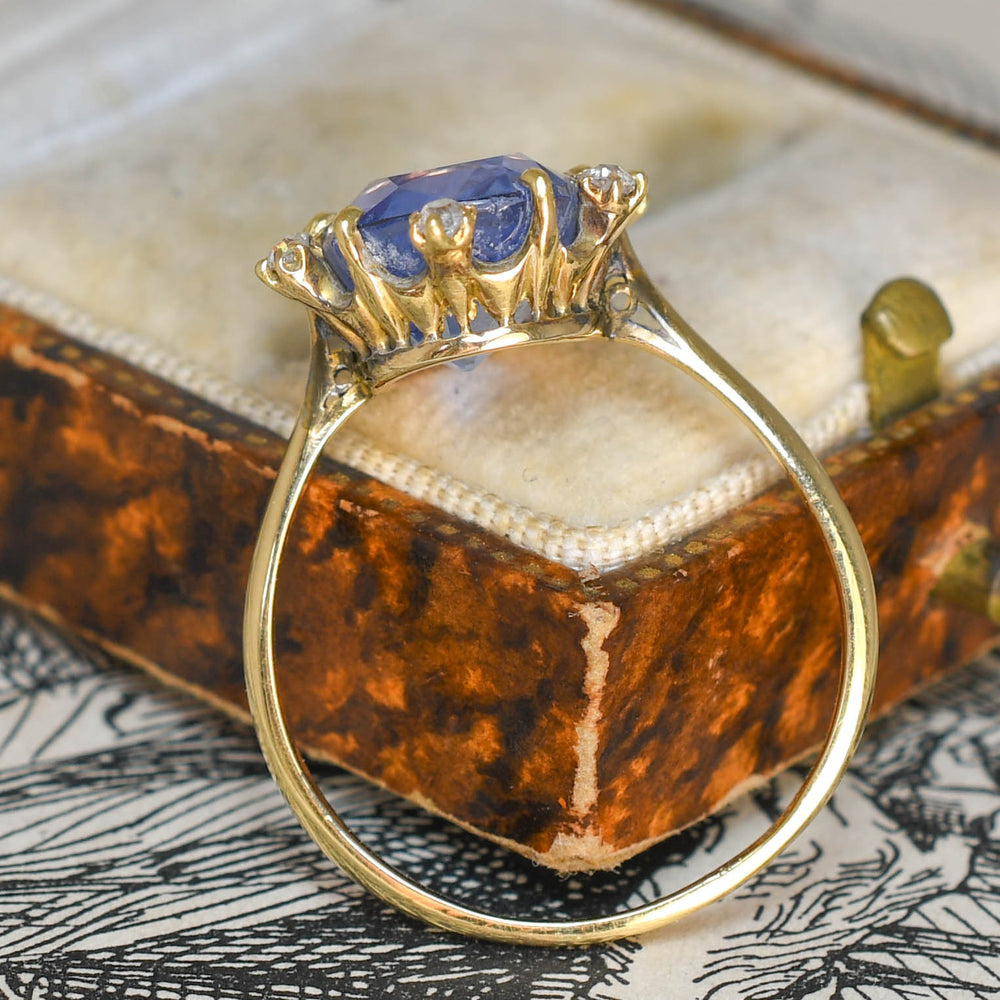 Edwardian 7.5ct Ceylon Sapphire & Diamond Satellite Ring