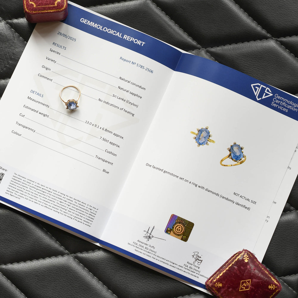 Edwardian 7.5ct Ceylon Sapphire & Diamond Satellite Ring