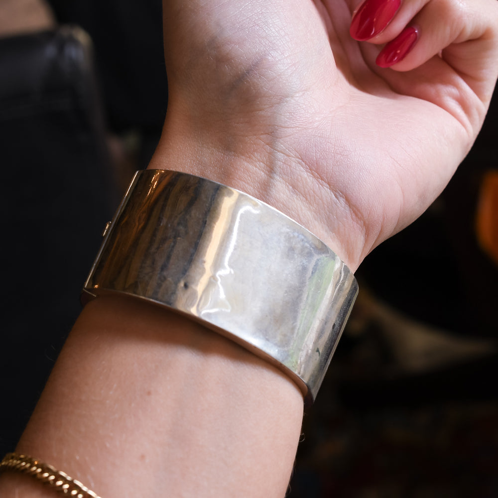 Victorian Silver & Rose Gold Cuff Bangle