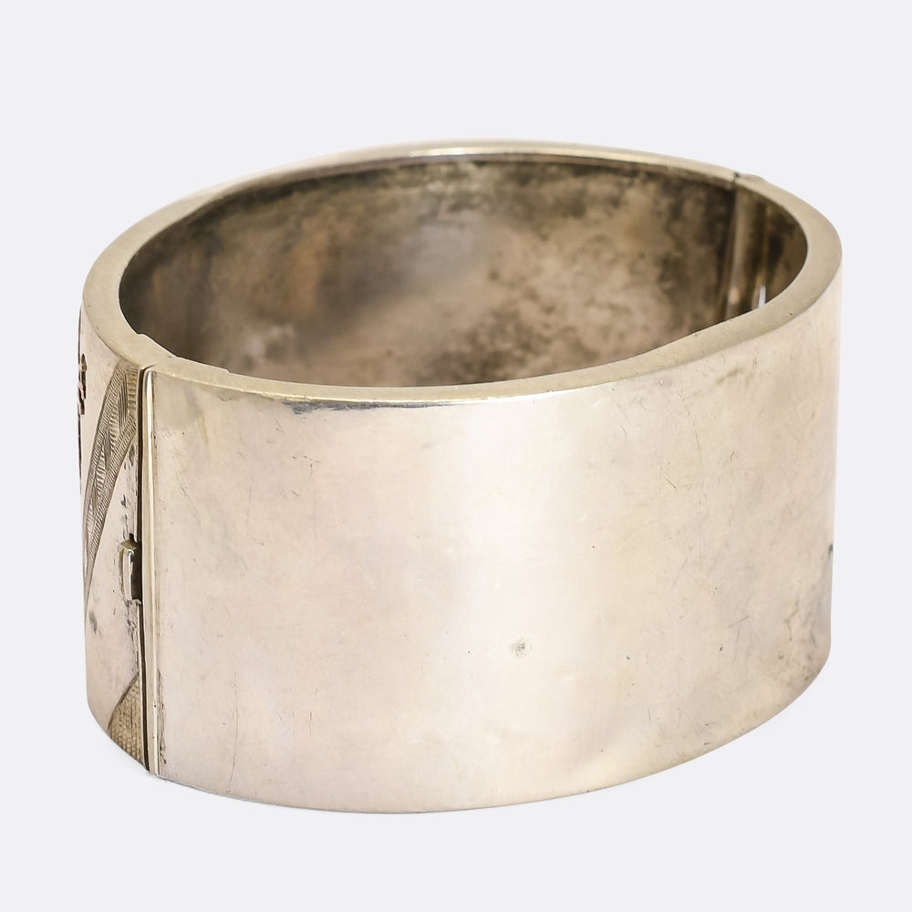 Victorian Silver & Rose Gold Cuff Bangle