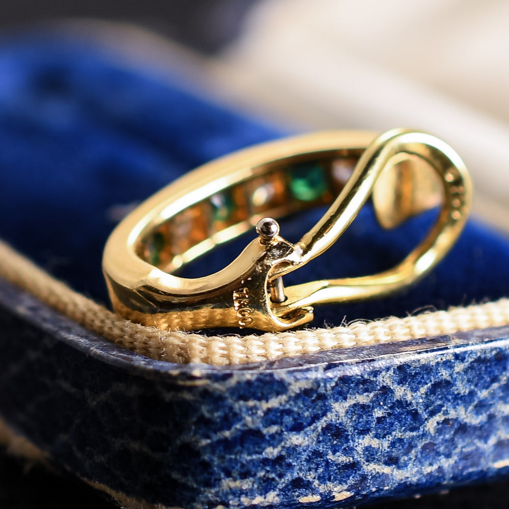 Vintage Tiffany Emerald & Diamond Hoop Earrings