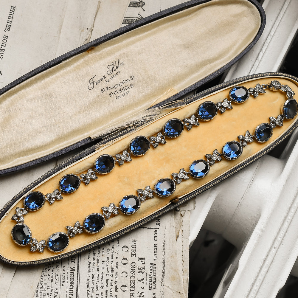 Georgian Revival  Blue & White Paste Rivière Necklace