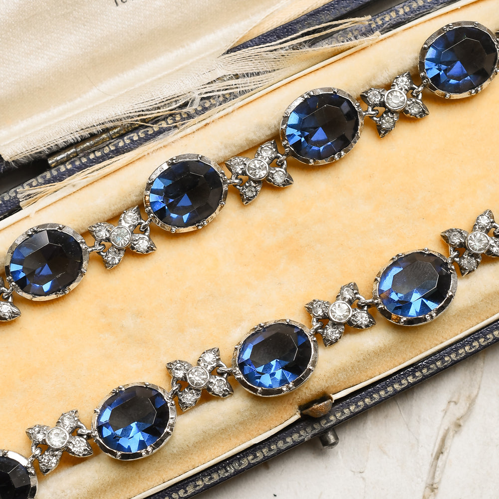 Georgian Revival  Blue & White Paste Rivière Necklace