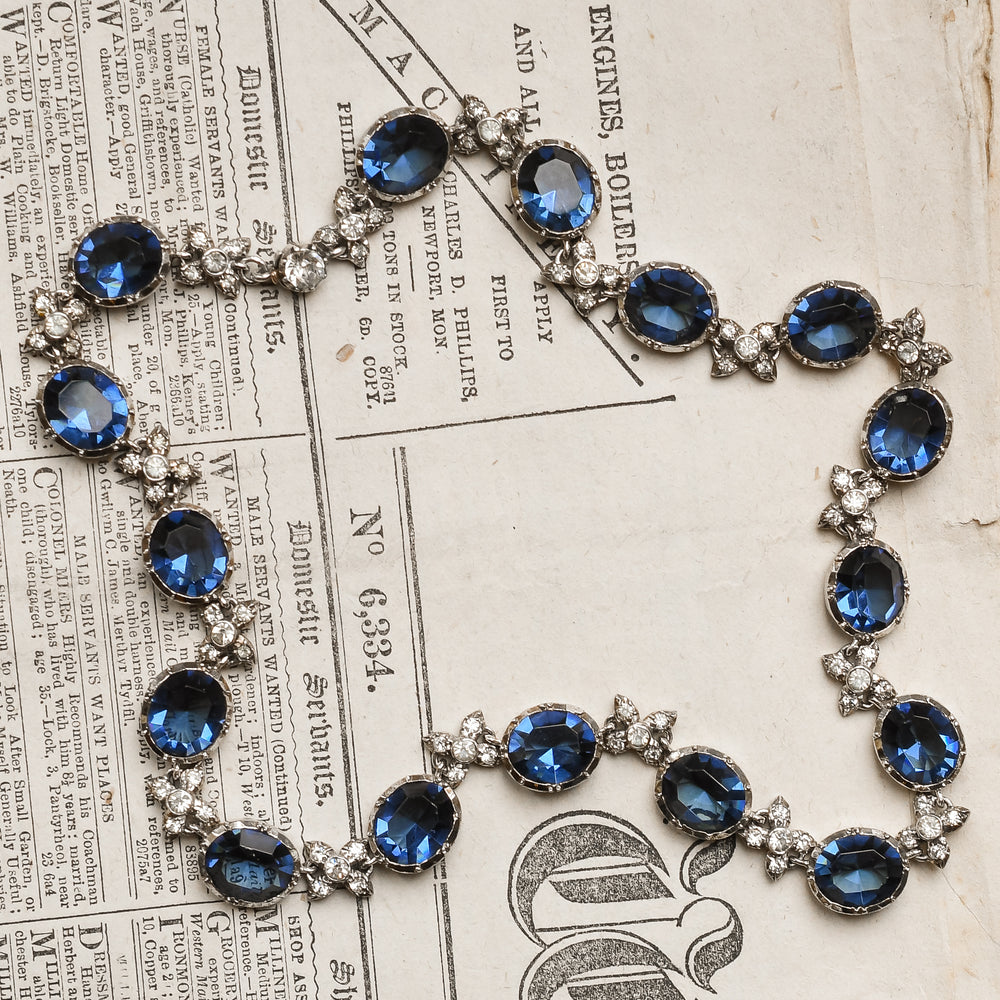 Georgian Revival  Blue & White Paste Rivière Necklace
