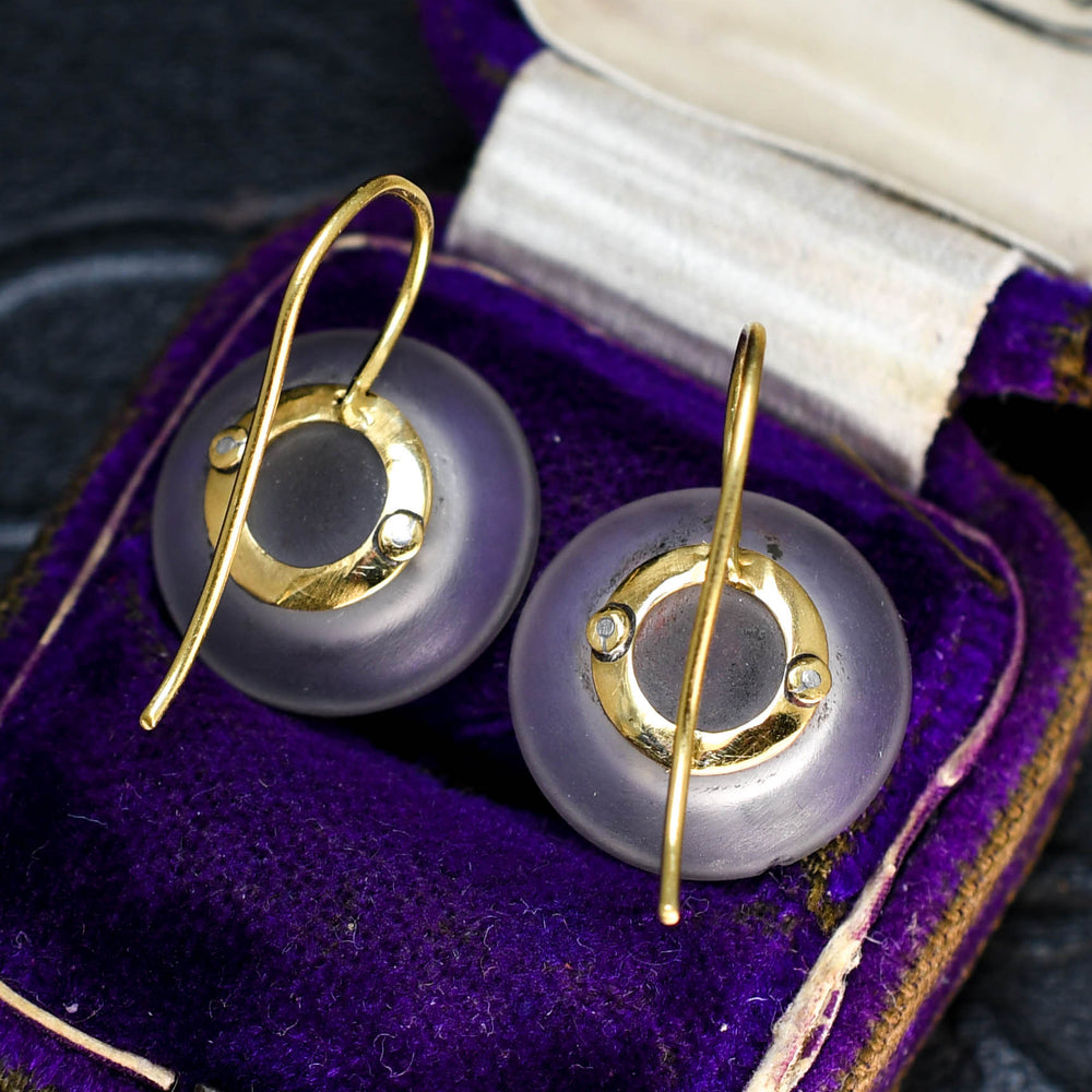 Art Deco Diamond Halo Rock Crystal Earrings