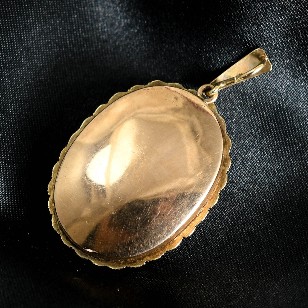 Georgian Guilloché Enamel & Pearl Oval Pendant