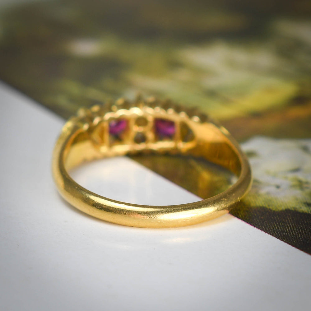 Edwardian Ruby & Diamond Boat Ring