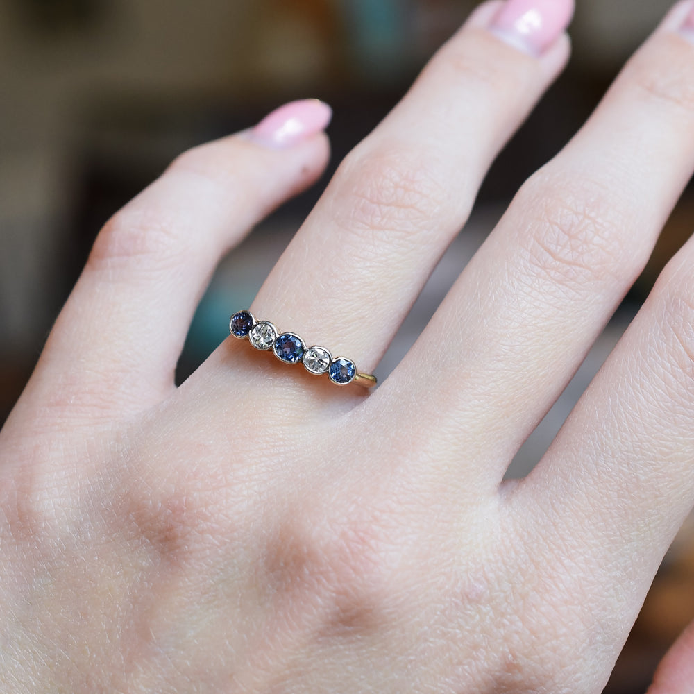 Edwardian 5-Stone Sapphire & Diamond Ring