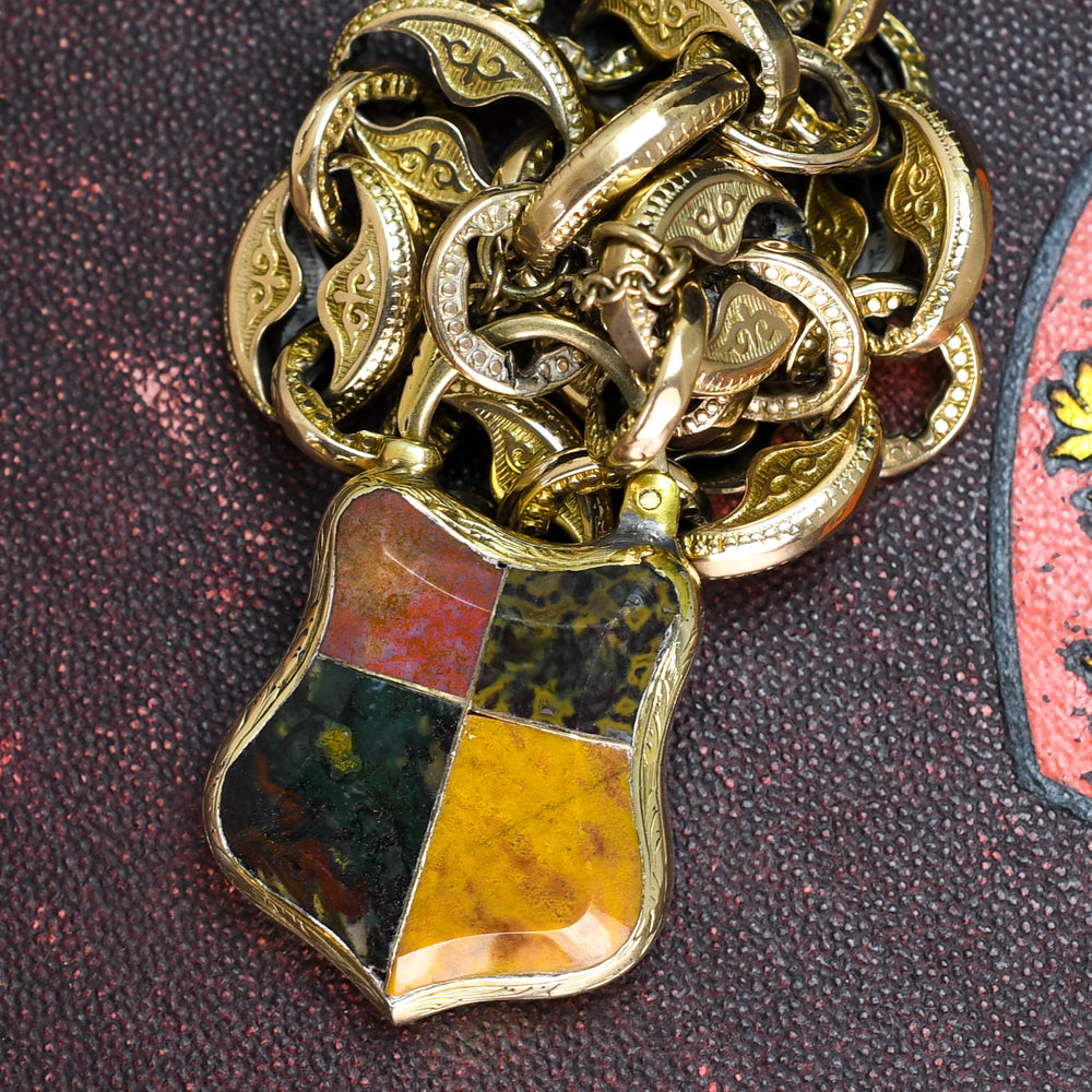 Victorian Scottish Agate Padlock Bracelet