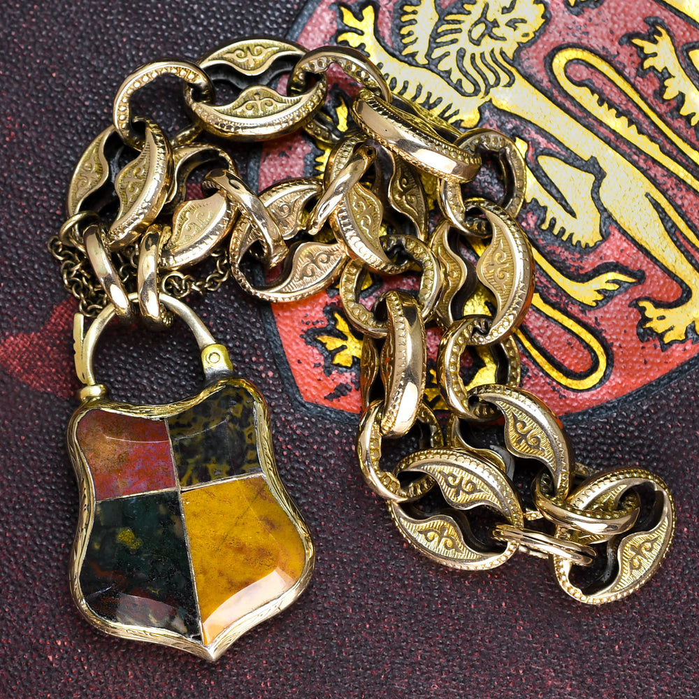 Victorian Scottish Agate Padlock Bracelet