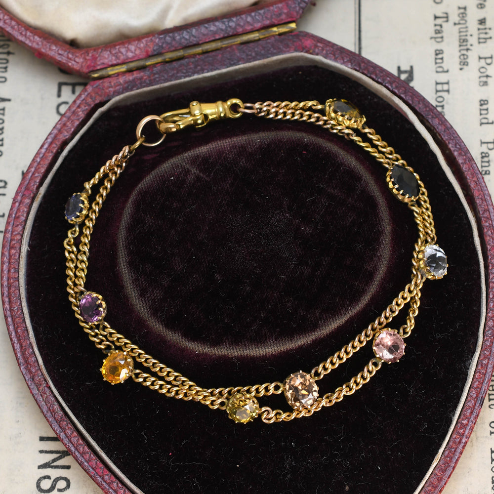 Victorian Multi-Sapphire Double Chain Bracelet