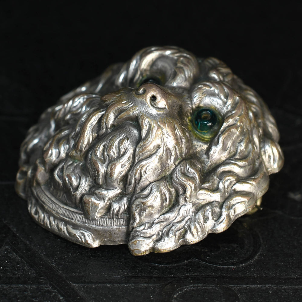 Victorian Silver Shih Tzu Dog Brooch