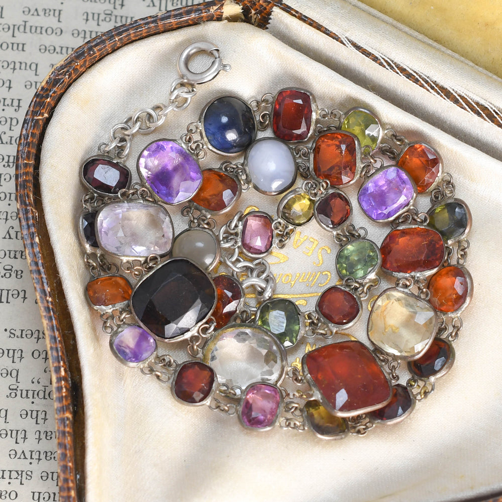 Edwardian Multi-Gem Silver Necklace
