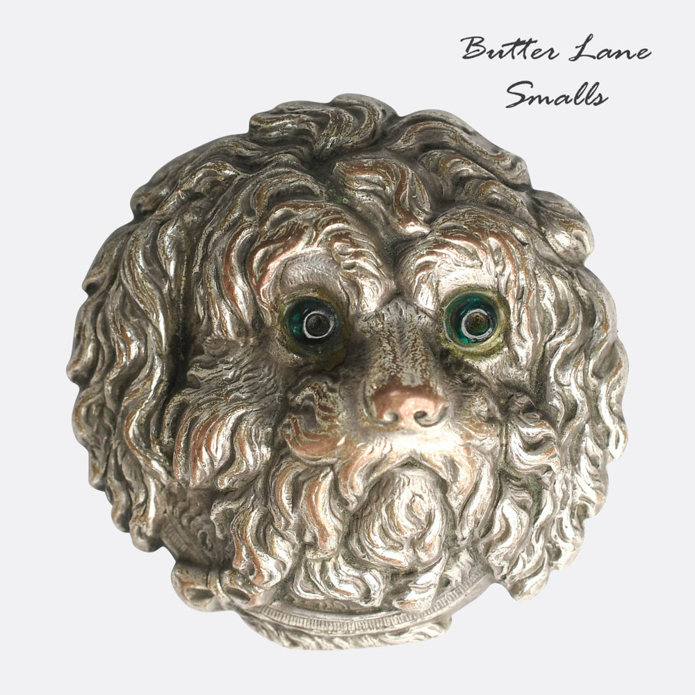 Victorian Silver Shih Tzu Dog Brooch