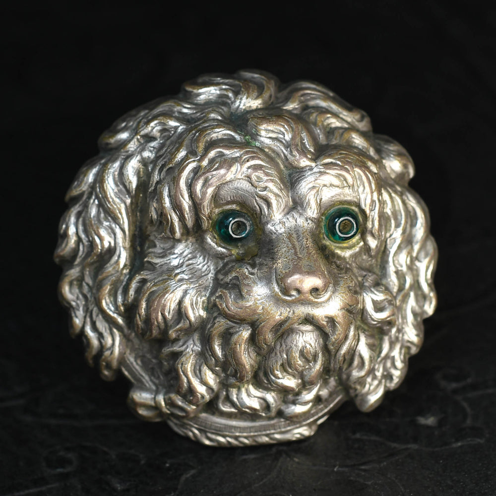 Victorian Silver Shih Tzu Dog Brooch