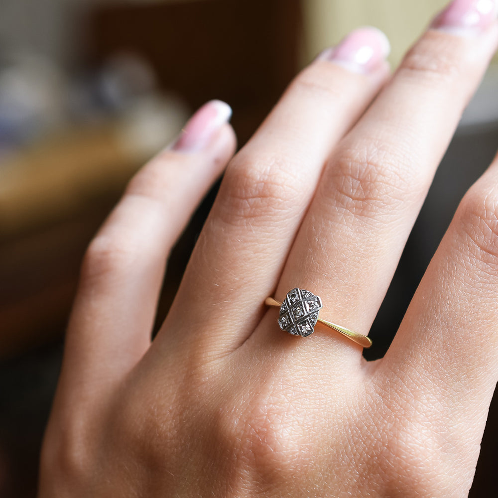 Art Deco Diamond Square Cluster Ring