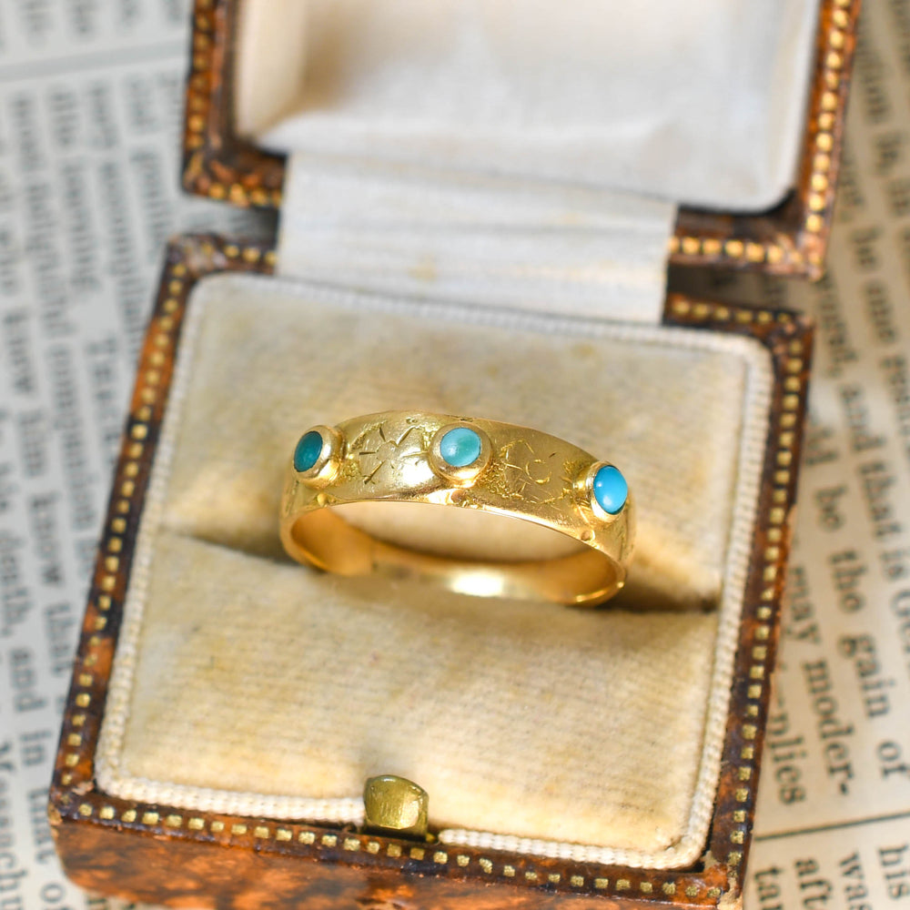 Victorian Turquoise 3-Stone Band Ring