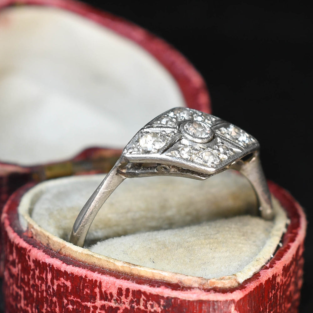 Art Deco Diamond Rhombus Cluster Ring