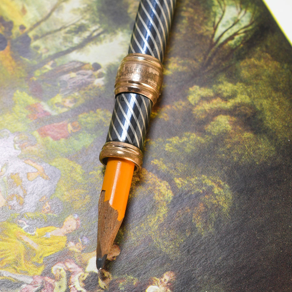 Victorian Niello Silver Propelling Pencil Pendant